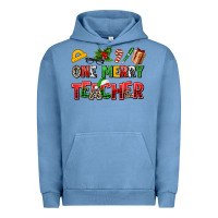 Pigment Pebble Blue one merry teacher Urban Hoodie - AdoDesignShop