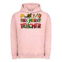 Pigment Salmon one merry teacher Urban Hoodie - AdoDesignShop