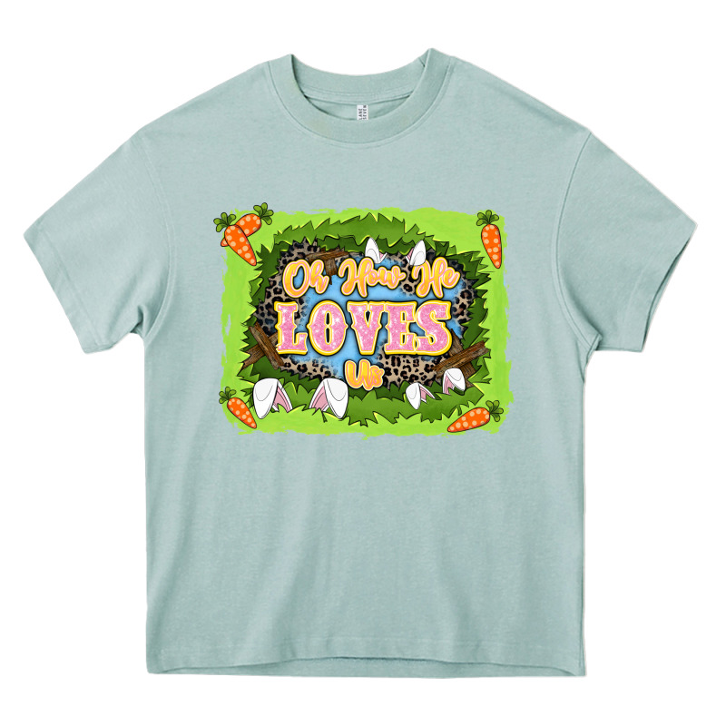 Oh How He Loves Us Easter Day Heavy Core Tee by LillyAllenDesigns | Teevron
