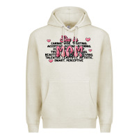 Oatmeal Heather she is mom compliment words Premium Hoodie - JahusDesignShop