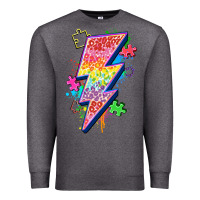 Charcoal Heather lightning bolt autism Premium Sweatshirt - Zillion Design Studio