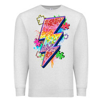 Oatmeal Heather lightning bolt autism Premium Sweatshirt - Zillion Design Studio