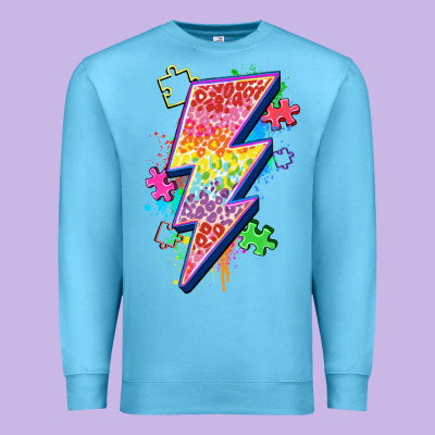 Lightning Bolt Autism Premium Sweatshirt Designed By Zillion Design Studio