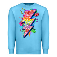 Ocean Blue lightning bolt autism Premium Sweatshirt - Zillion Design Studio