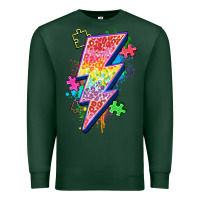 Sports Green lightning bolt autism Premium Sweatshirt - Zillion Design Studio