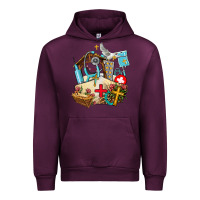 Mauve Wine nurse  cross and jesus Urban Hoodie - AdoDesignShop