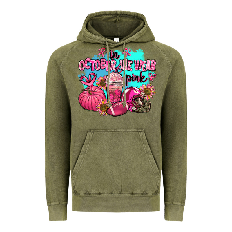 In October We Wear Pink American Football Vintage Hoodie by AdoDesignShop | Teevron