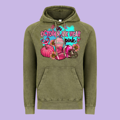 In October We Wear Pink American Football Vintage Hoodie Designed By Adodesignshop