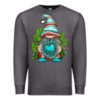 Charcoal Heather western gnome with turquoise gemstone Premium Sweatshirt - texasbilliewilder