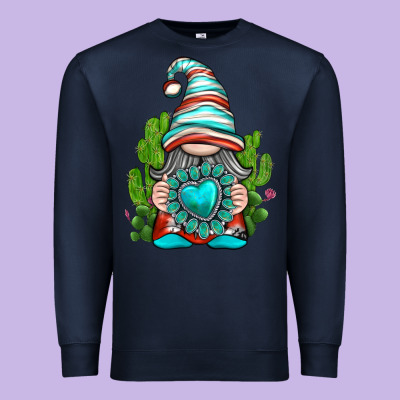Premium Sweatshirt western gnome with turquoise gemstone