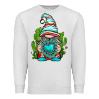 Oatmeal Heather western gnome with turquoise gemstone Premium Sweatshirt - texasbilliewilder