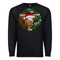 Black Longhorn Cow Christmas Premium Sweatshirt - RanaPortraitStore