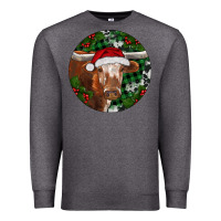 Charcoal Heather Longhorn Cow Christmas Premium Sweatshirt - RanaPortraitStore