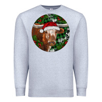 Heather Grey Longhorn Cow Christmas Premium Sweatshirt - RanaPortraitStore
