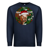 Navy Longhorn Cow Christmas Premium Sweatshirt - RanaPortraitStore