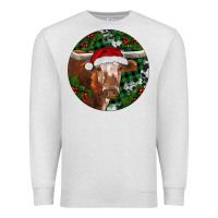 Oatmeal Heather Longhorn Cow Christmas Premium Sweatshirt - RanaPortraitStore
