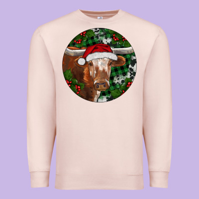 Premium Sweatshirt Longhorn Cow Christmas
