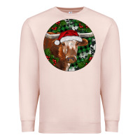 Pale Pink Longhorn Cow Christmas Premium Sweatshirt - RanaPortraitStore