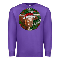 Purple Longhorn Cow Christmas Premium Sweatshirt - RanaPortraitStore