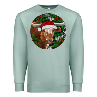 Seafoam Longhorn Cow Christmas Premium Sweatshirt - RanaPortraitStore