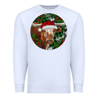 White Longhorn Cow Christmas Premium Sweatshirt - RanaPortraitStore