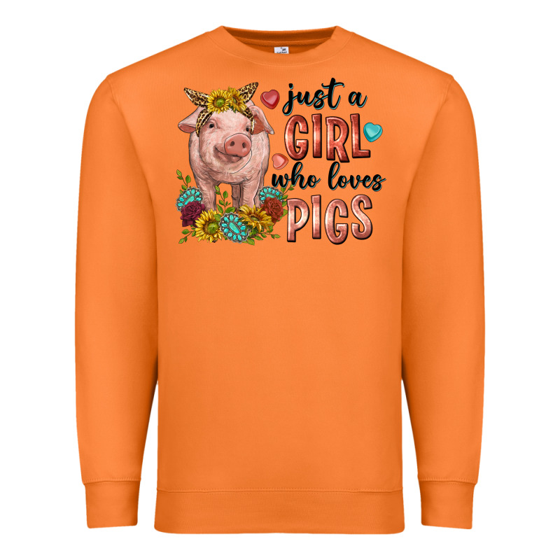 Western Just Girl Who Loves Pigs Premium Sweatshirt by texasbilliewilder | Teevron
