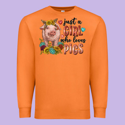 Premium Sweatshirt western just girl who loves pigs