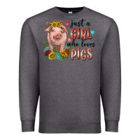 Charcoal Heather western just girl who loves pigs Premium Sweatshirt - texasbilliewilder