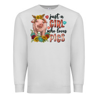 Dove Grey western just girl who loves pigs Premium Sweatshirt - texasbilliewilder