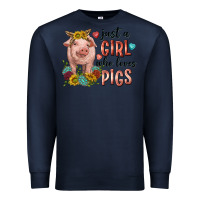 Navy western just girl who loves pigs Premium Sweatshirt - texasbilliewilder
