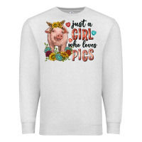 Oatmeal Heather western just girl who loves pigs Premium Sweatshirt - texasbilliewilder