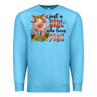 Ocean Blue western just girl who loves pigs Premium Sweatshirt - texasbilliewilder