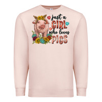 Pale Pink western just girl who loves pigs Premium Sweatshirt - texasbilliewilder
