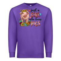 Purple western just girl who loves pigs Premium Sweatshirt - texasbilliewilder