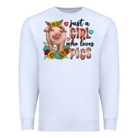 White western just girl who loves pigs Premium Sweatshirt - texasbilliewilder