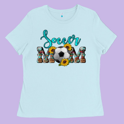 Western Leopard Cowhide Sunflowers  Glitter Mom Soccer Ladies Tee Designed By Artiststas