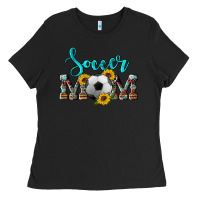 Black western leopard cowhide sunflowers  glitter mom soccer Ladies Tee - Artiststas