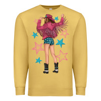 Antique Gold western pink with stars and cowgirl Premium Sweatshirt - texasbilliewilder