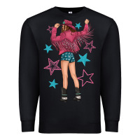Black western pink with stars and cowgirl Premium Sweatshirt - texasbilliewilder
