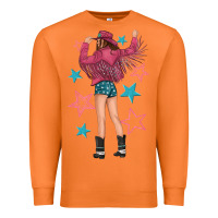 Carrot western pink with stars and cowgirl Premium Sweatshirt - texasbilliewilder
