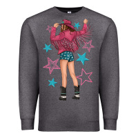 Charcoal Heather western pink with stars and cowgirl Premium Sweatshirt - texasbilliewilder