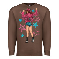 Western Pink With Stars And Cowgirl Premium Sweatshirt | Teevron