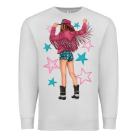 Dove Grey western pink with stars and cowgirl Premium Sweatshirt - texasbilliewilder