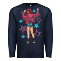 Navy western pink with stars and cowgirl Premium Sweatshirt - texasbilliewilder