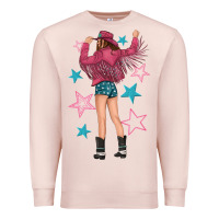 Pale Pink western pink with stars and cowgirl Premium Sweatshirt - texasbilliewilder