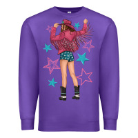 Purple western pink with stars and cowgirl Premium Sweatshirt - texasbilliewilder