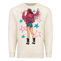 Sandshell western pink with stars and cowgirl Premium Sweatshirt - texasbilliewilder