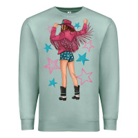 Seafoam western pink with stars and cowgirl Premium Sweatshirt - texasbilliewilder