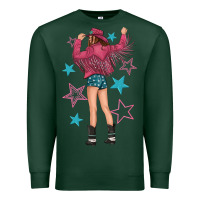 Sports Green western pink with stars and cowgirl Premium Sweatshirt - texasbilliewilder