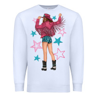 White western pink with stars and cowgirl Premium Sweatshirt - texasbilliewilder